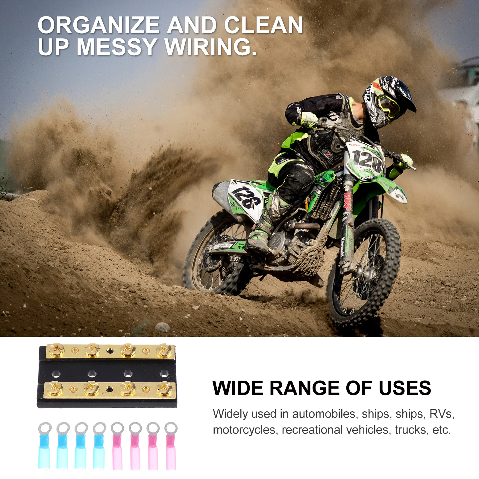 

1 Set 4 Position Dual Row 60A Power Distribution Block Adhesive Heat Shrink Terminals For Automotive Marine Rv Boat Motorbike