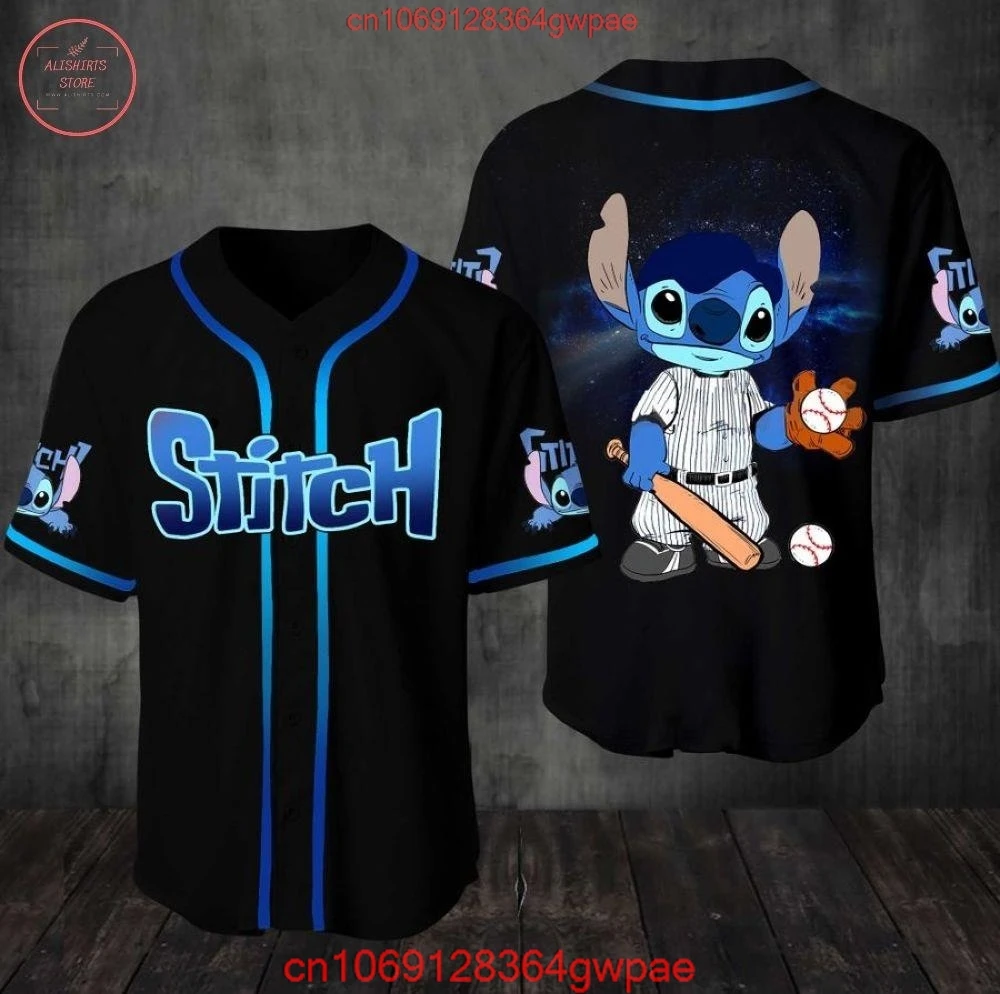 Custom Name Jersey  Disney Stitch Baseball Jersey Men Women Tops Disney Baseball Uniform Shirts Casual Party Wear