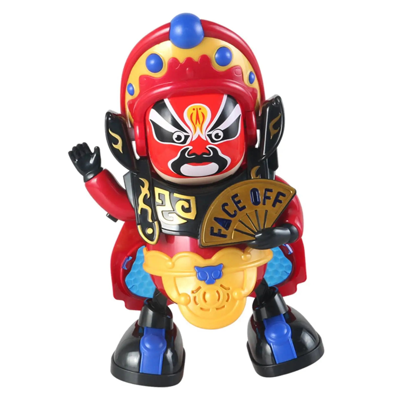 Electric Face Changing Robot Doll Sichuan Opera Toys with Music LED Lights Adjustable Volume Educational Gift for Children