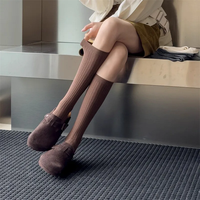 

Miosam, высококачественные хлопковые однотонные носки, высокие носки, свободные чулки до бедра, повседневные дышащие мягкие носки для женщин