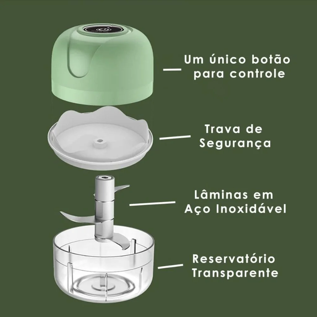 Mini Processador Triturador Sem Fio Elétrico 250ML De Alimentos Para Legumes Alho Gengibre