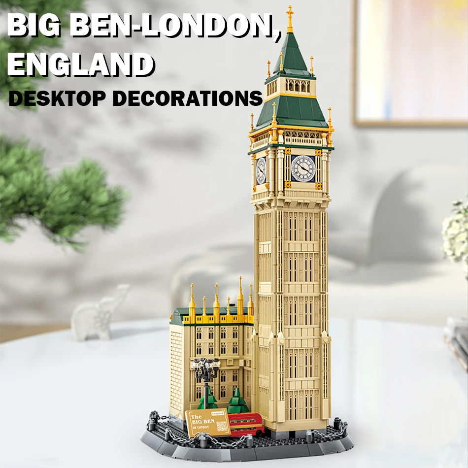 1095 Uds. MOC arquitectura de fama mundial Londres Big Ben bloques de construcción ciudad vista a la calle construcción DIY ladrillos juguete para regalo de niños