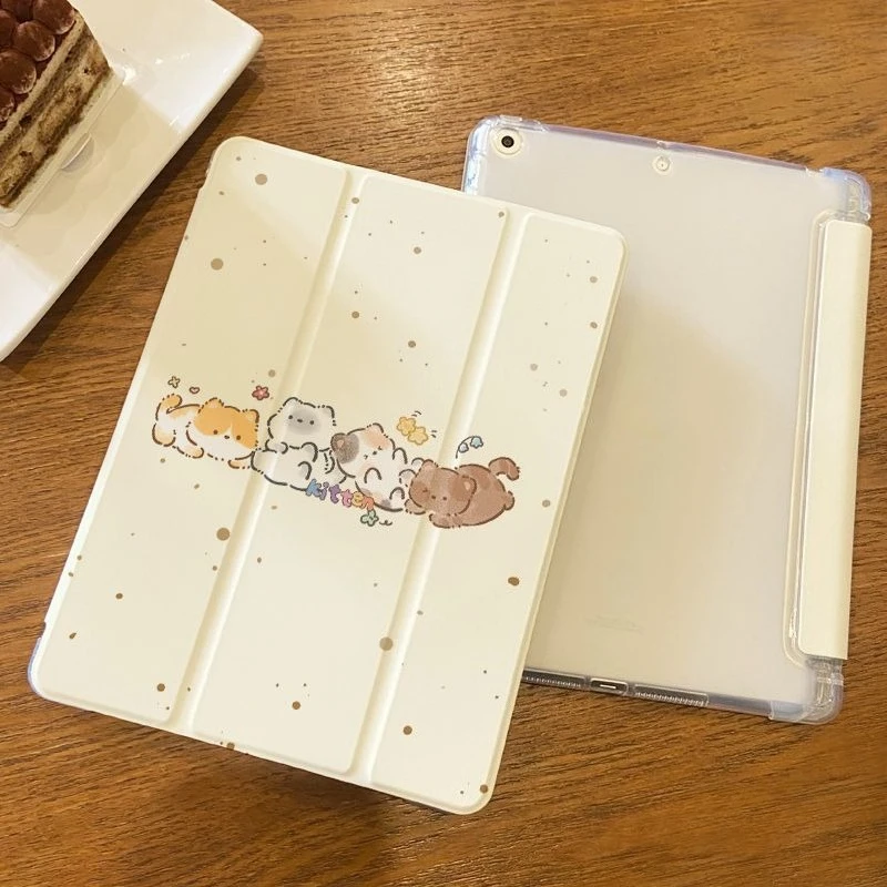 Cute Cat Smart Cover with Pencil Holder for Xiaomi Pad 5/5Pro 6/6Pro 11 Inch Xiaomi Pad 7/7Pro 8/8Pro 11.2 Redmi Pad SE 11 Inch