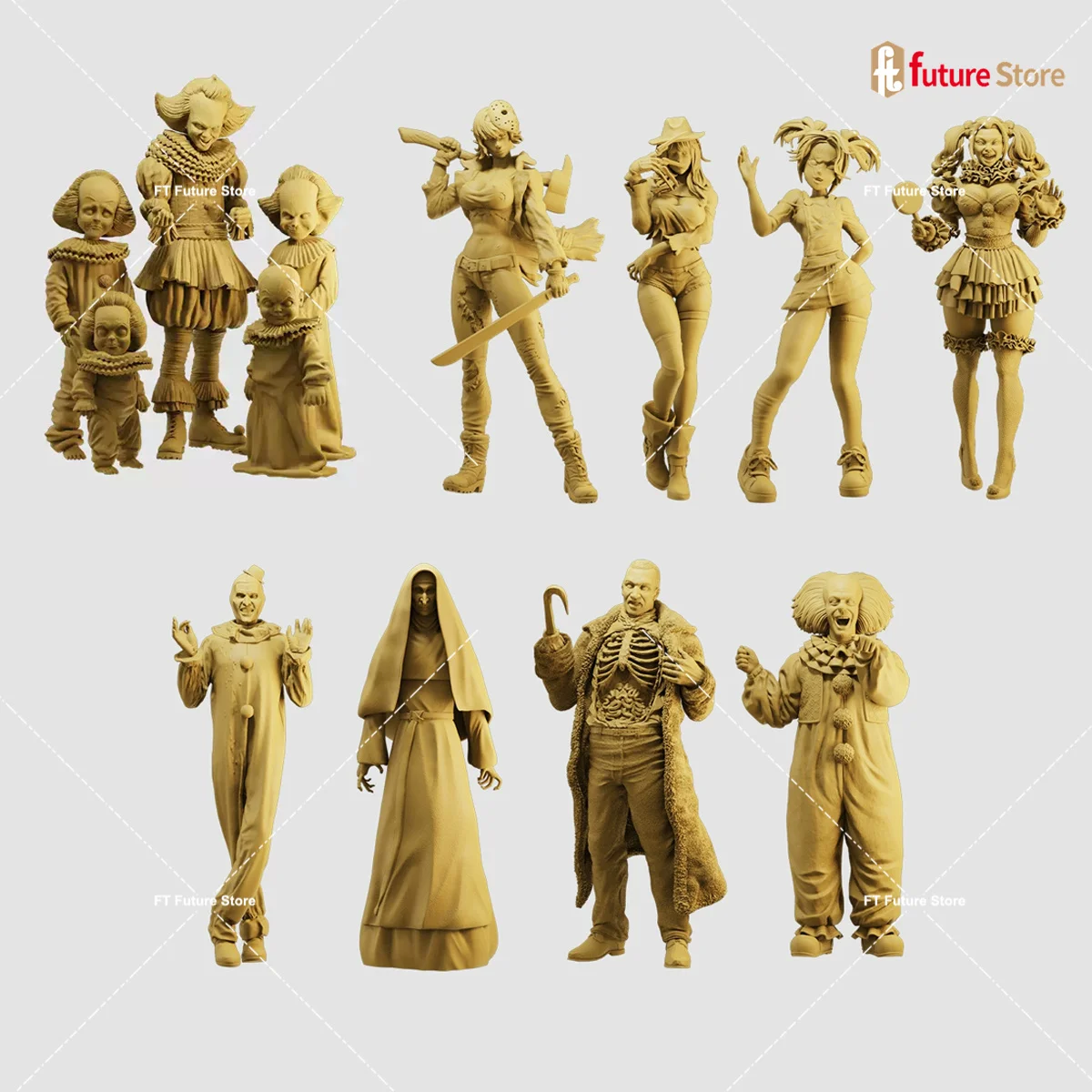 

3D Print Miniatures 1/64 1/43 1/35 Clown Killer Roles Figure Diorama Creative Mini Scene Props Figurine Model Crafts Decor Toys