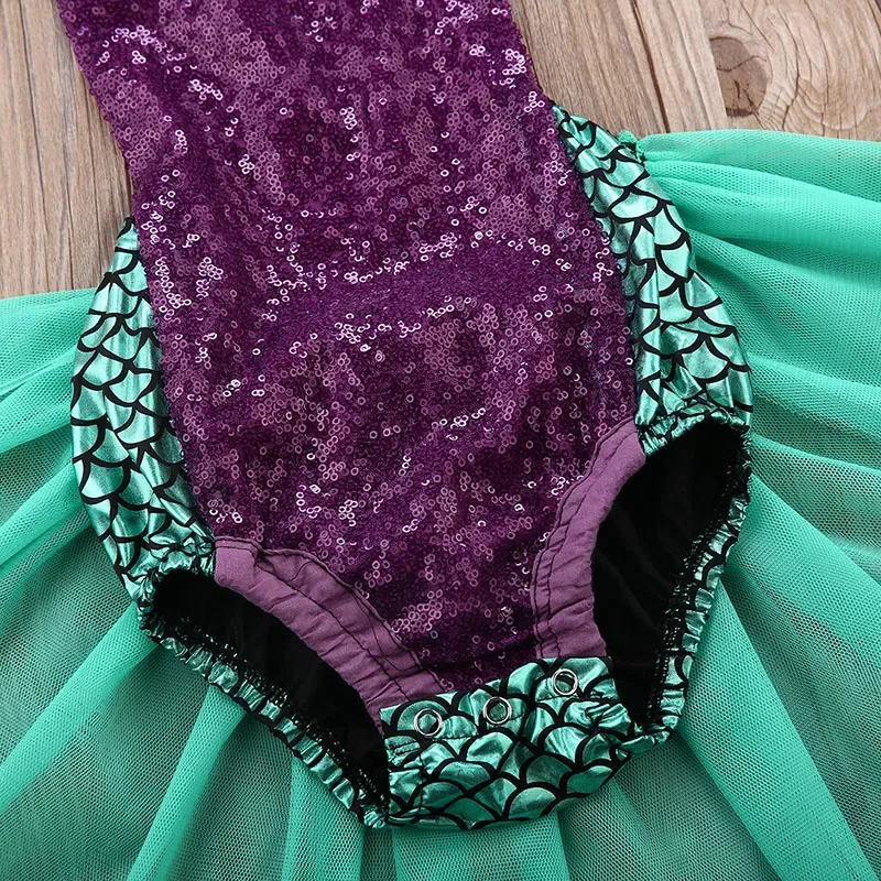 Conjunto de ropa para bebé y niña, Pelele de sirena sin mangas con cordones, falda de tutú de tul, diadema, 2 piezas, trajes de playa informales