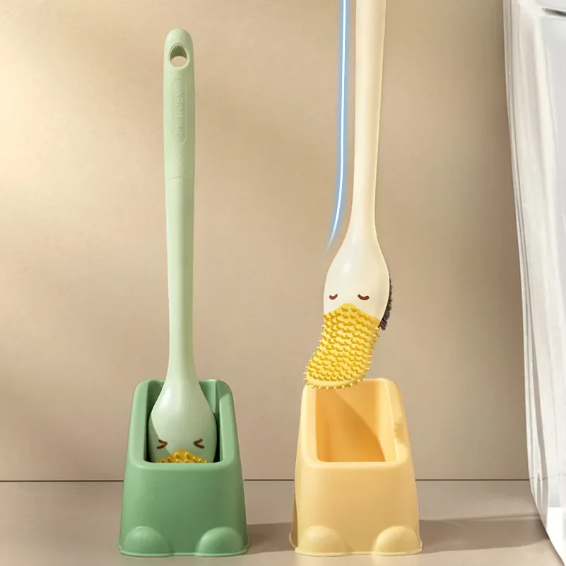 Duck Billed Toilet Brush, Long Handle Toilet, Clean Squatting Pit, No Dead Corners, Soft Fur, Household Wall Mounted Squatting