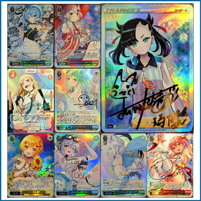 

Anime Pokemon Azur Lane DIY ACG Card Book Collection Christmas Birthday Present Sexy Laser Card Marnie Hilda Fubuki Boy Toy