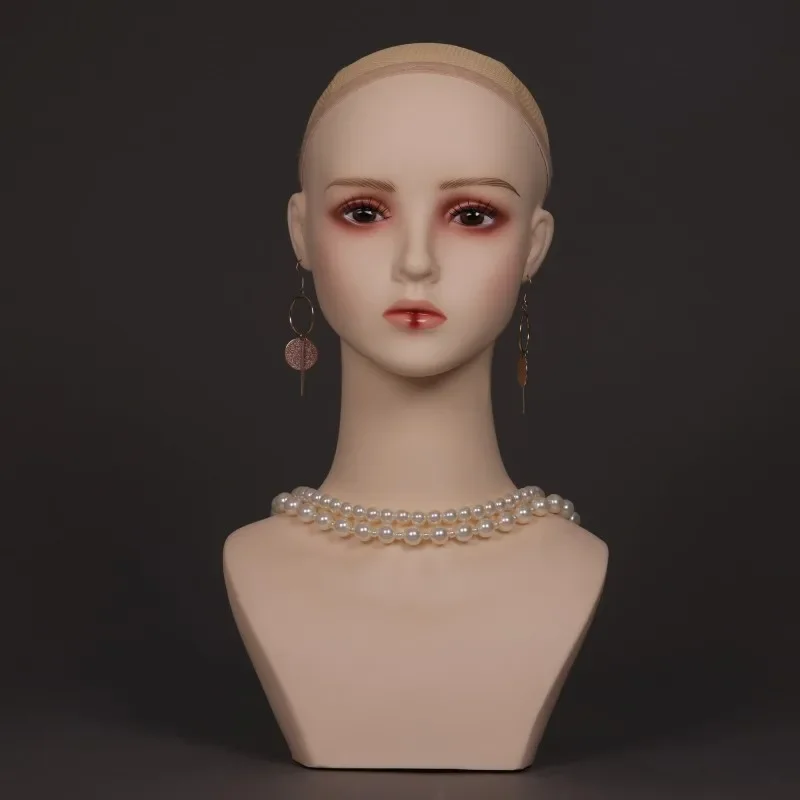 Realistic Female Mannequin Head for Wigs Hats Display Cosplay Wig Shop Photography