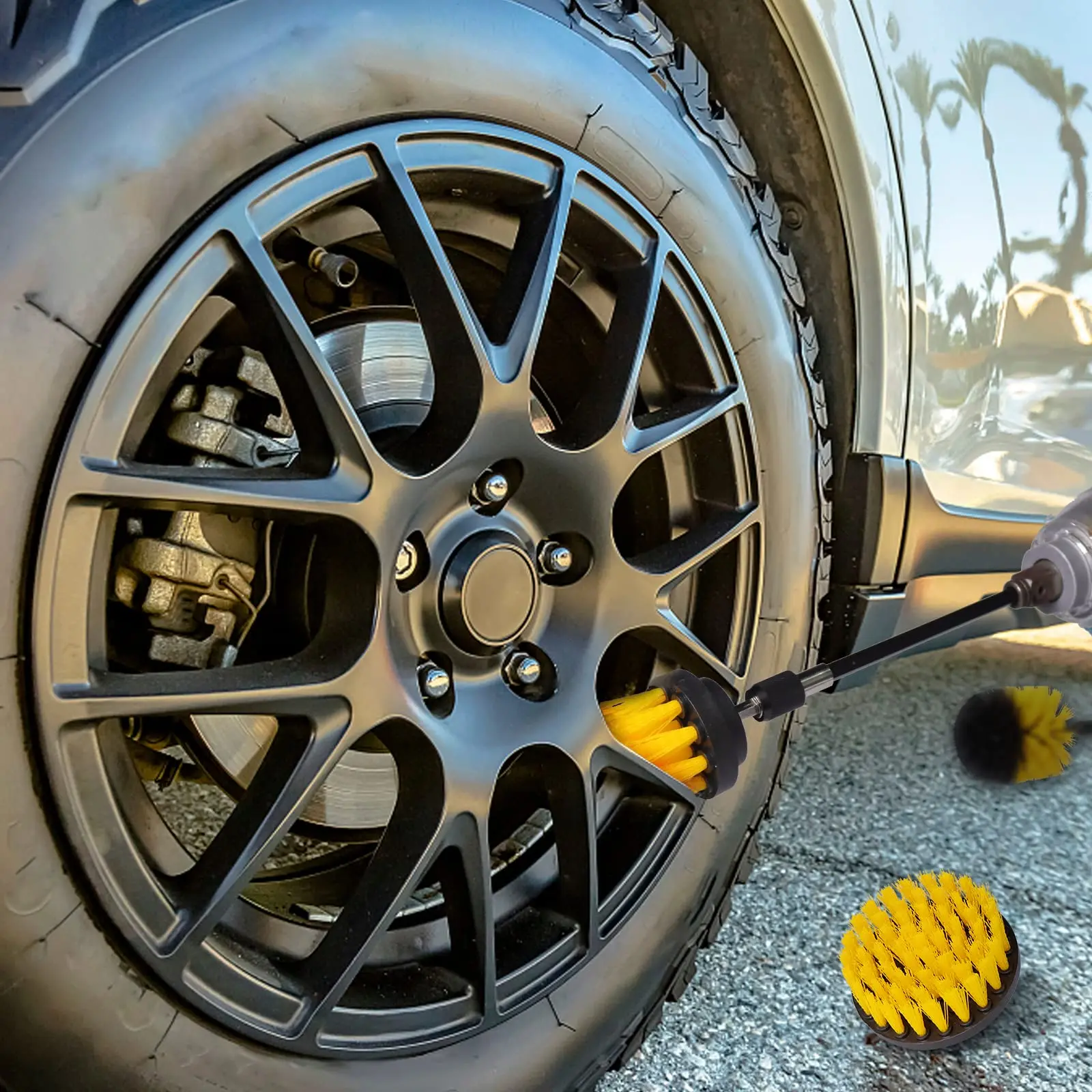 7-teiliges Bohrbürsten-Set - Bohrbürsten-Reinigungsset Power Scrubber Bürste zur Reinigung mit Verlängerungsaufsatz – Detail 2