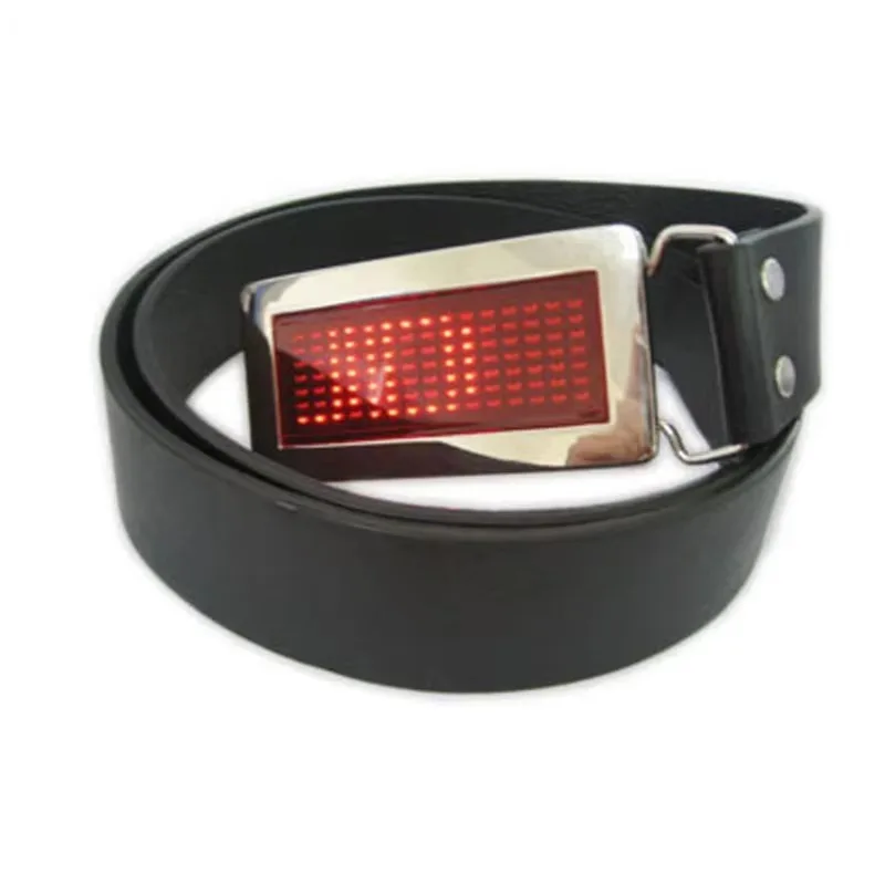 Hot Selling LED Buckle Luminous Luminous Belt LED Display Belt Buckle Luxury Designer Men's Black Stainless Steel Aut
