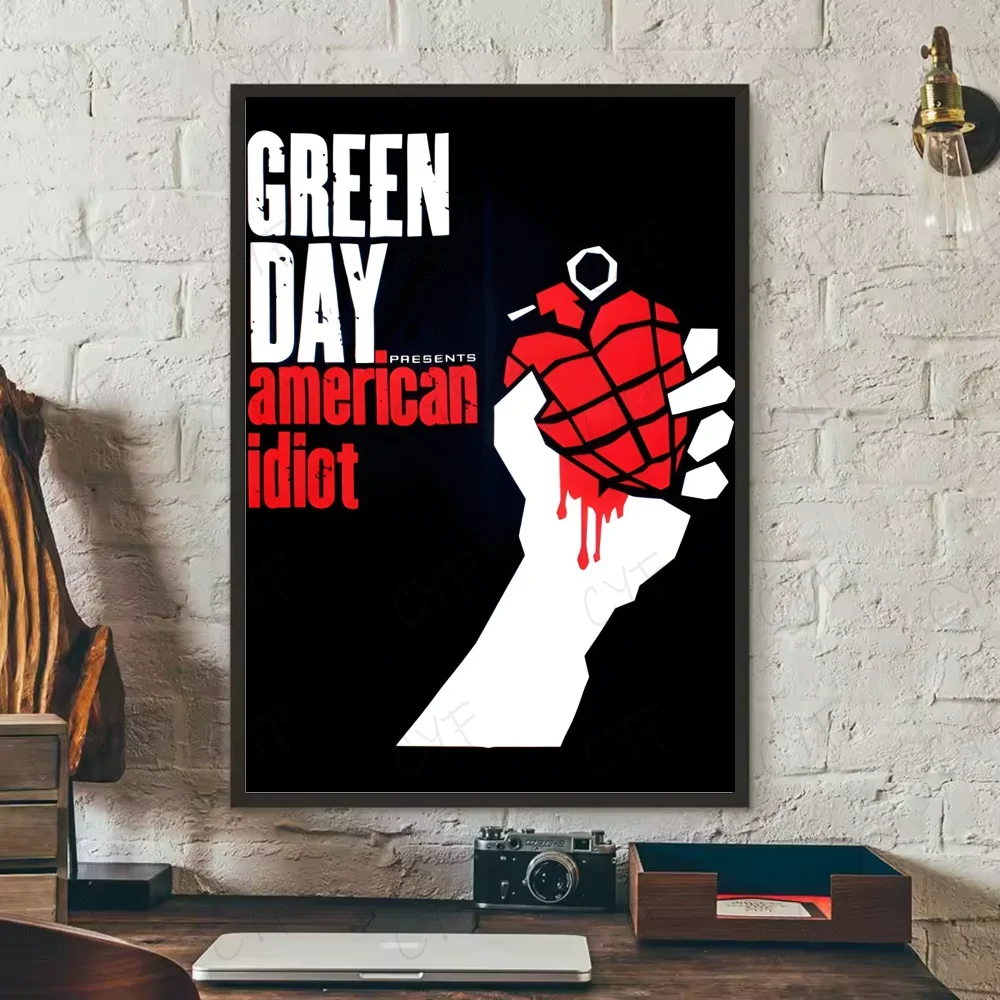 ملصق عتيق لليوم الأخضر لفرقة الروك ملصق ريترو قماش جمالي ومطبوعات صورة فنية جدارية لتزيين غرفة المعيشة