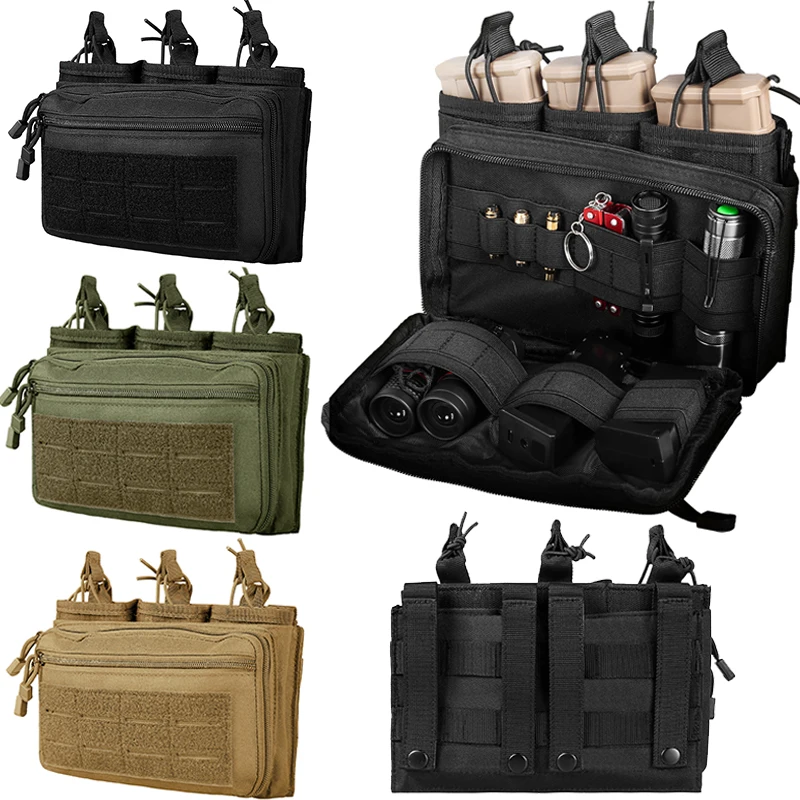 Molle Triple Magazine Pouch 5.56mm 7.62mm Rifle Cartridges Holder 1000D Nylon Detachable Mag Admin Pouch EDC Organizer Case