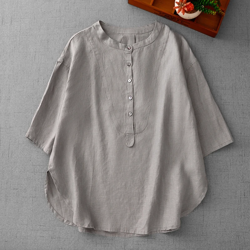 

Легкий свободный женский топ irt Summer New Sle Thin Soft ey Five-Quarter Sve Повседневный топ Удобный дышащий хлопок ...