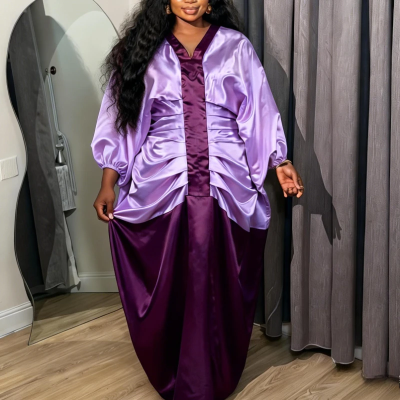 

Женские блестящие платья-кафтан Bubu для церкви, африканские дамы, традиционные длинные свободные лоскутные платья с v-образным вырезом, Дашики, африканская одежда