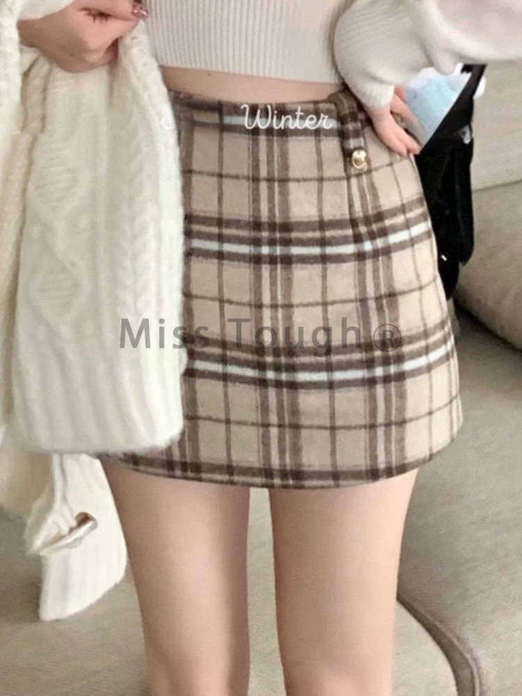 Japanese Kawaii Y2k New Mini Skirt Women Plaid Cute Vintage Elegant Skirt Female Korean Fashion Casual High Wais Clothes 2024