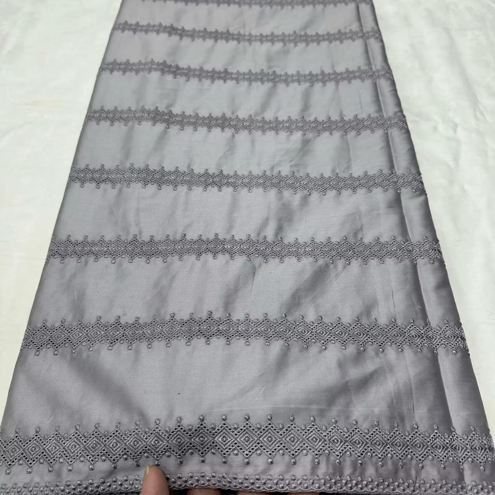 

New African Nigerian 2026 Tulle Lace Fabric Sewing for Dress High Quality Damask Polish Lace Cotton Pure Embroidery 5Yard M147-1