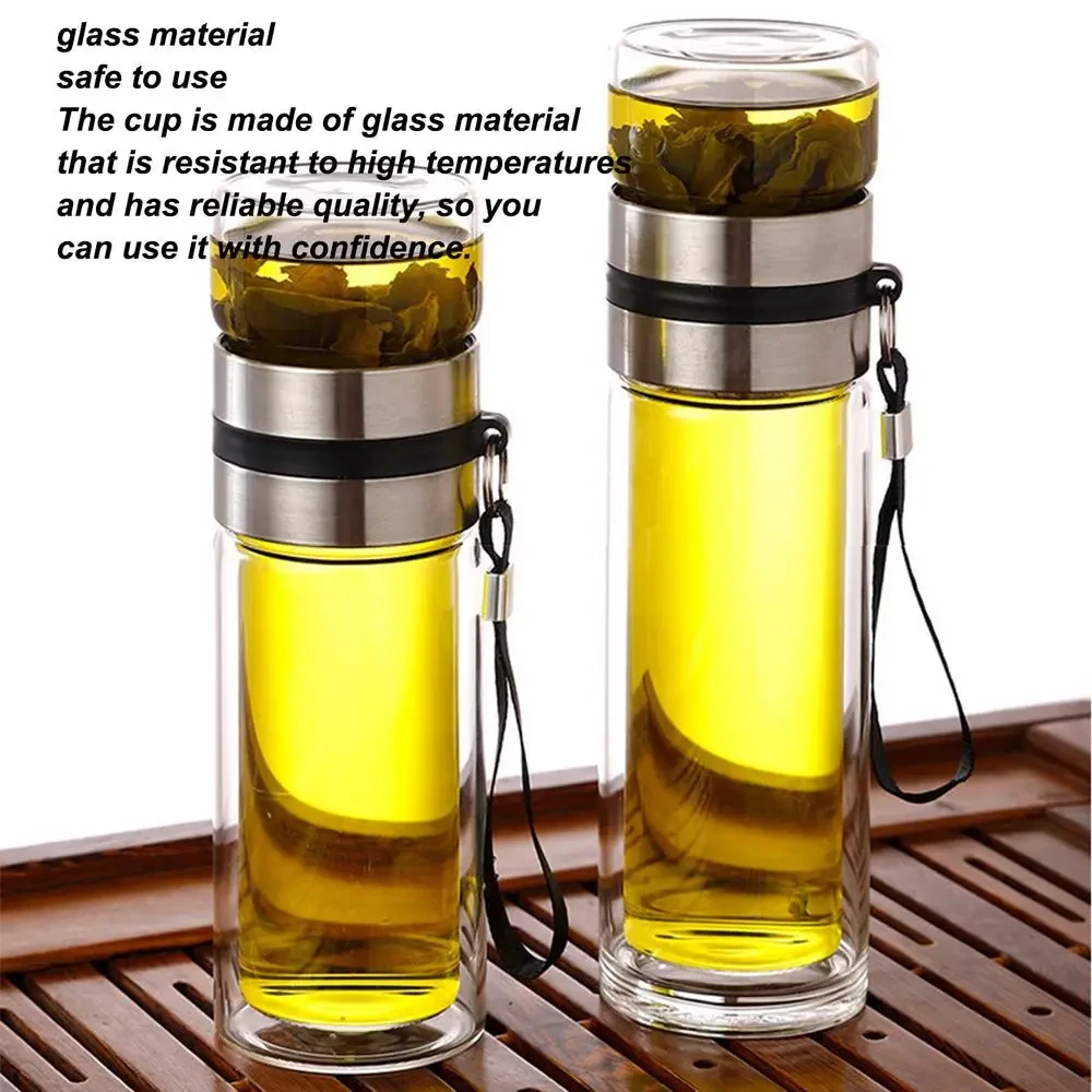 Glas-Teeinfusor-Flasche Auslaufsicherer Reisebecher Doppelwandige Teetasse Tragbare Teeinfusor-Wasserflasche, Wasser-Tee-Trennflasche – Detail 11