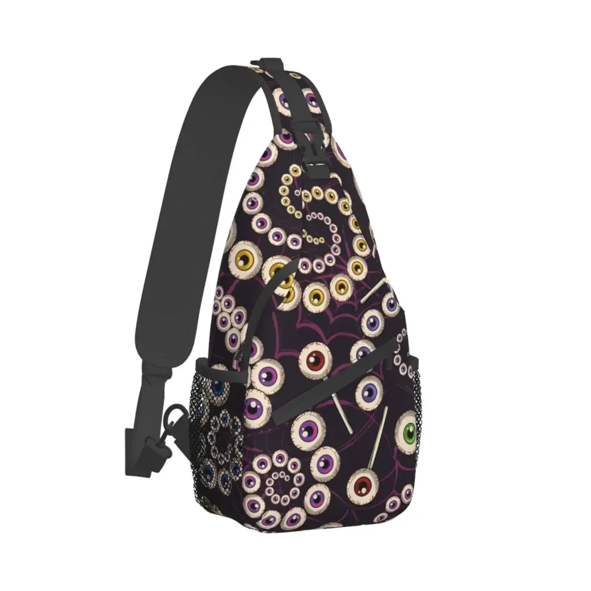 

Psychedelic Pattern Crossbody Bag Sports Eyeballs Spider Web Fractal Spiral Ornament Chest Bag Unisex Man Shoulder Backpacks