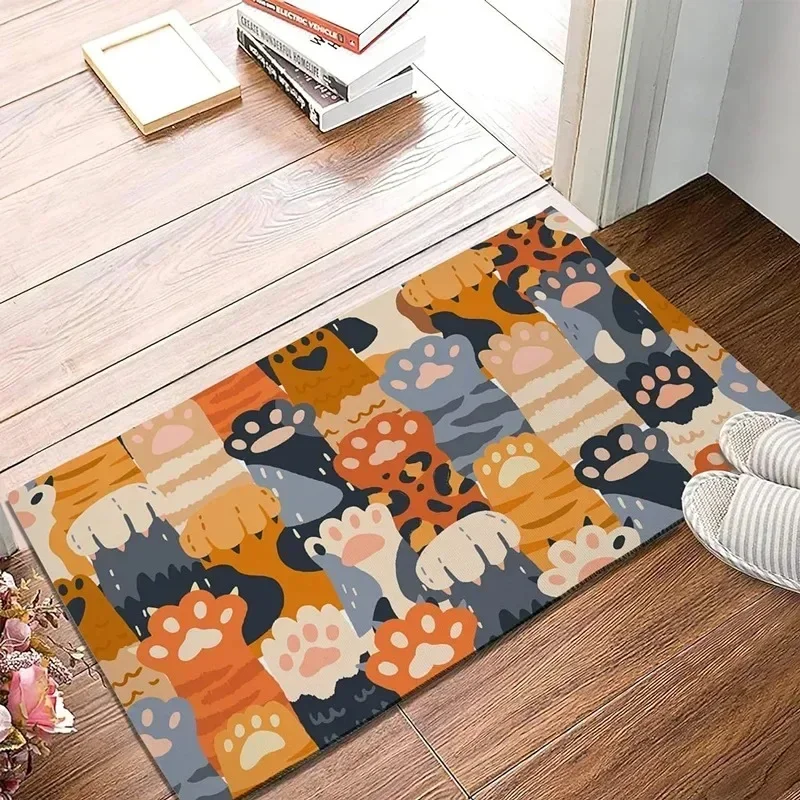 Cute Cat Paws Print Bath Mats Super Absorbent Carpet for Bathroom Kitchen Entrance Decor Floor Pad Shower Room Diatom Mud Rug