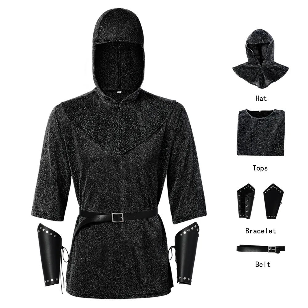 New Temple Knights Chain-Mimicking Shirt Knight Cosplay Costume Halloween Role-playing Event Women's Fashion Summer Collection