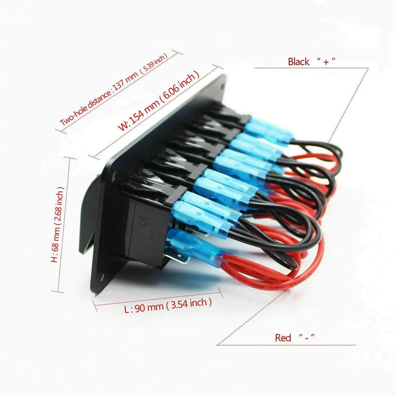 4 Gang Rocker Switch Panel - 5 Pin On Off Toggle Switch Blue LED Backlit Wiring Harness For Boat Car Marine ATV UTV