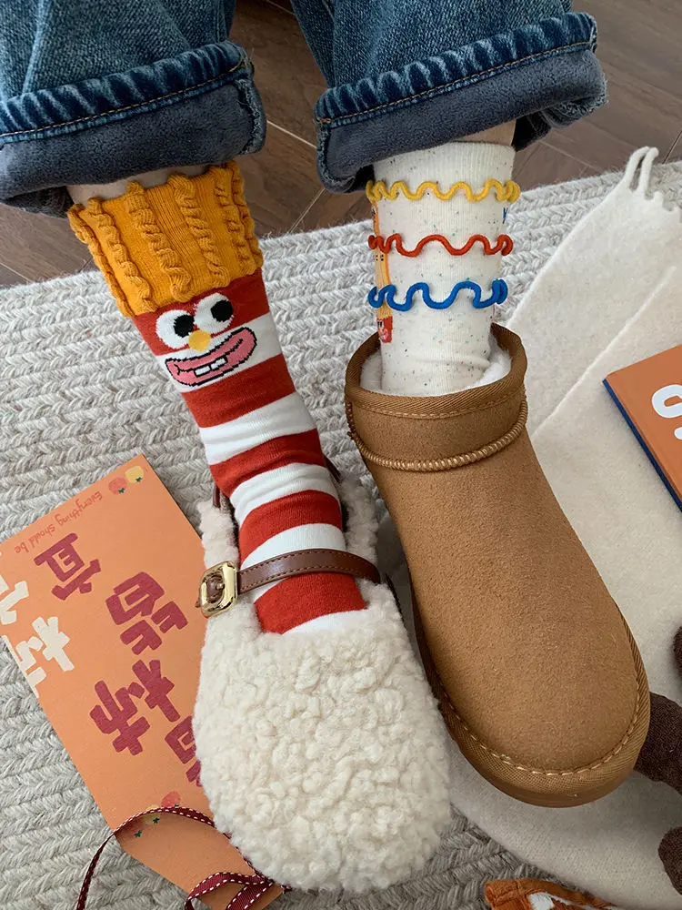 

3-pair set Potato Chip Socks Children's Spring/Summer Mid-Calf Socks for Outdoor Wear, Cute for Summer Long-Sleeved Tights