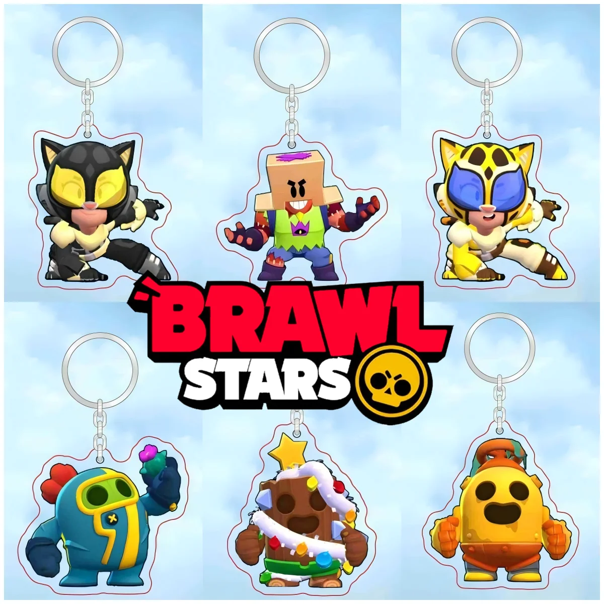 Nuevo Diseño Anime Girls Brawl Stars All Cosplay SD Lindo Kawaii Llavero Acrílico con Correa Figura Colgante Accesorios