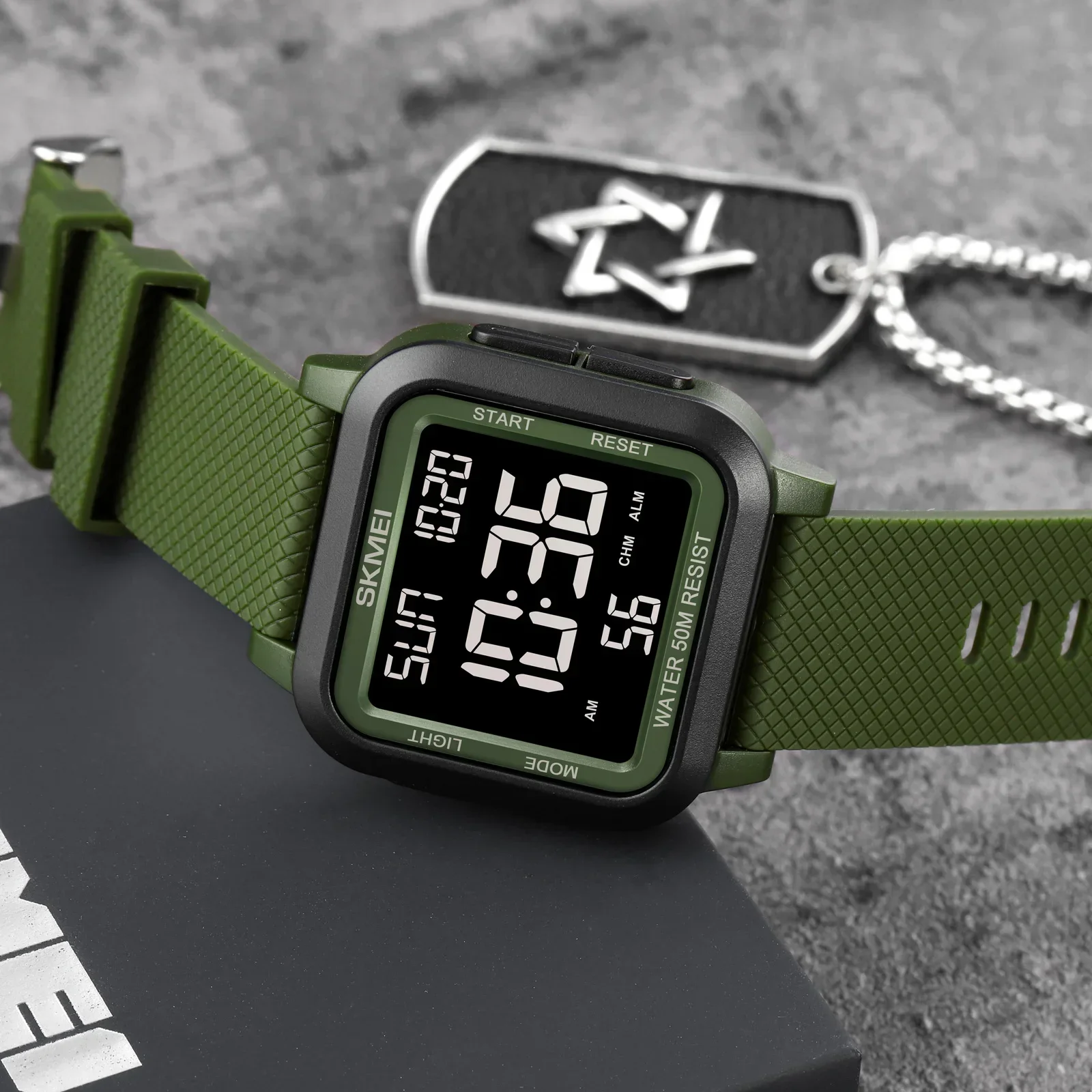 ساعة رياضية رقمية Skmei-men ، إلكترونية ، مقاومة للماء ، مزودة بإضاءة led ، منبه ، للطلاب ، من Skmei-