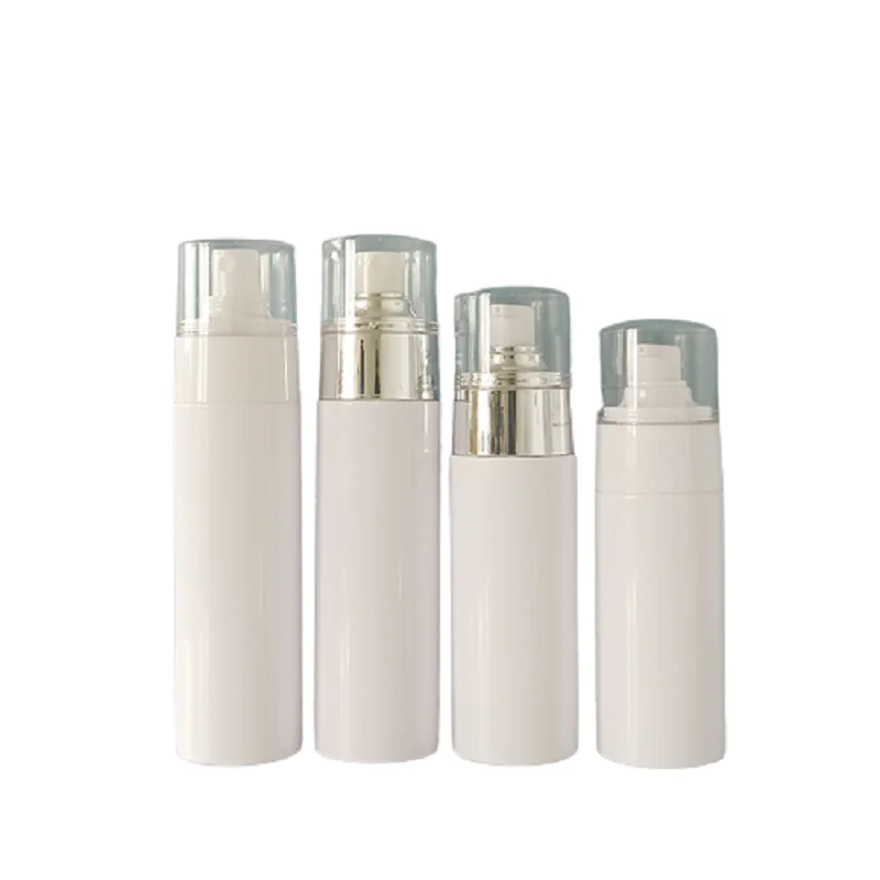 

White Bottle Packing Plastic 100ml 120ml 150ml Flat Shoulder 25Pcs Lotion Spray Press Pump With Lid Packaging Container Bottles