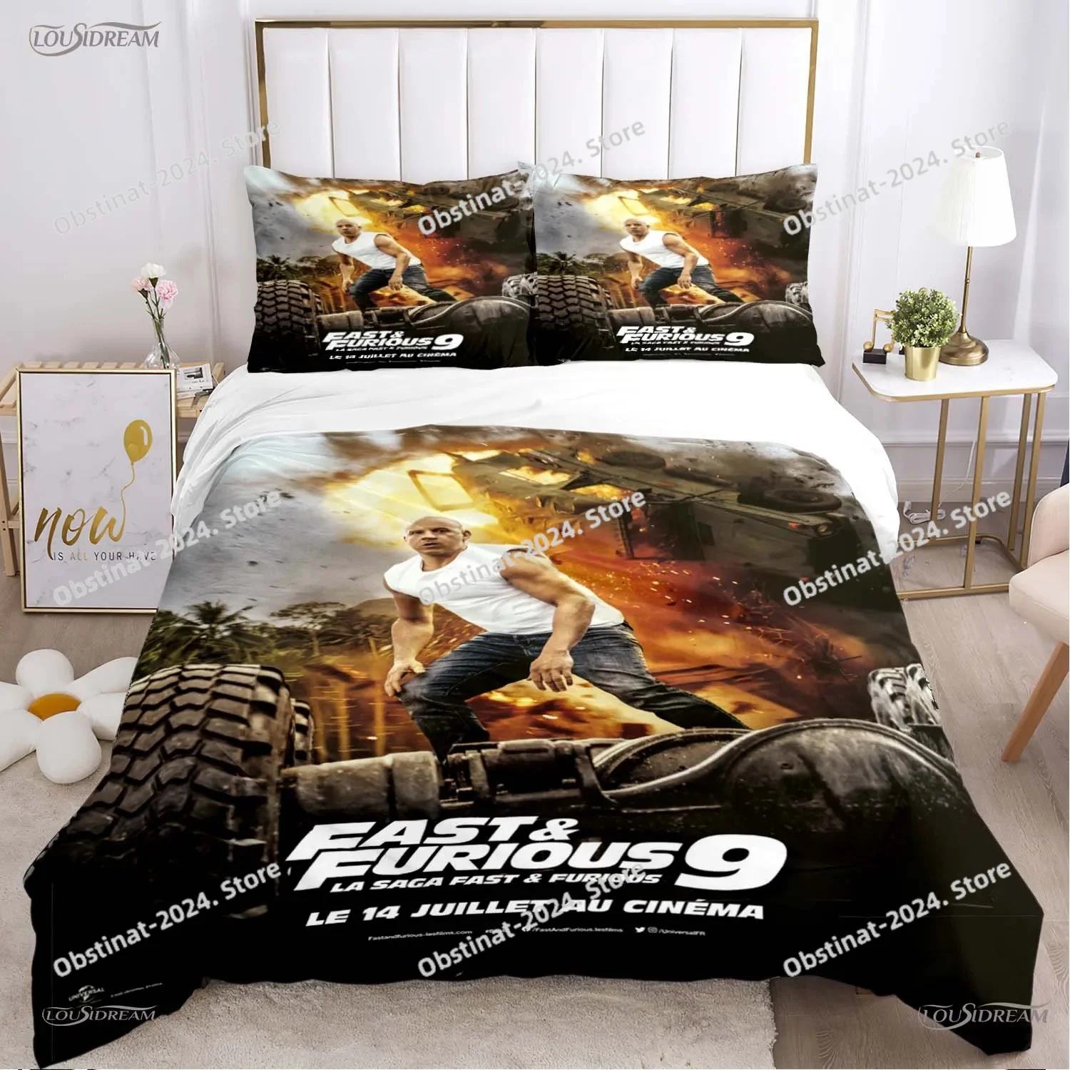 3D Fast Furious Car enthusiast All Season Bedding Set Printed Duvet Cover Sheet Pillowcase Soft Quilt Cover Full Queen King Size