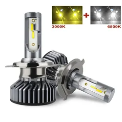 2Pcs Dual Color H7 LED H4 H11 Headlight Bulbs HB3 HB4 9005 9006 H1 880 H27 Canbus Auto Lamps Fog Lights 12V 80W 6000K 20000LM