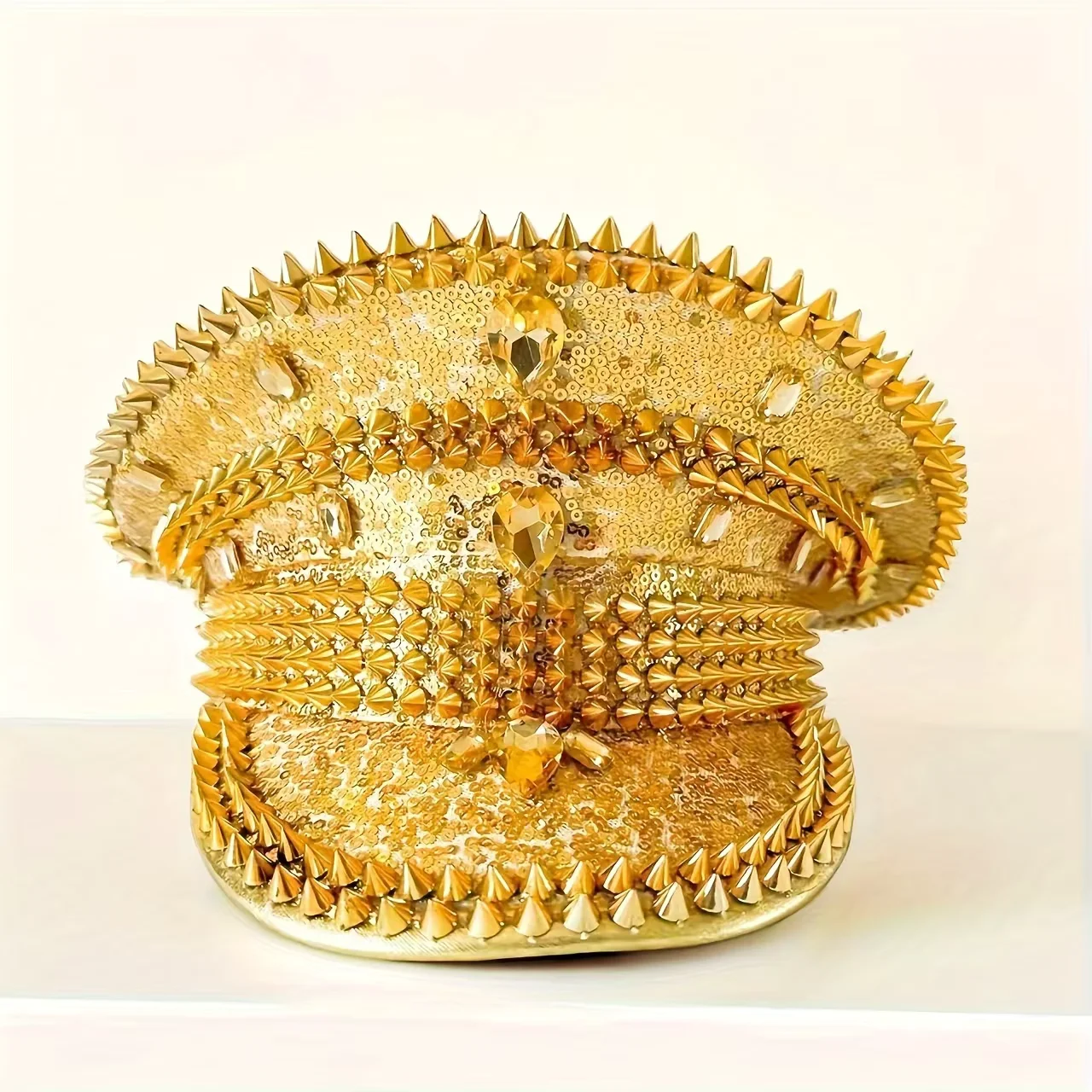 Rhinestone Captain Hat Women, Cosplay Cap, Luxury Festival Hats, Burning Man Halloween Anime Convention Costume Accessories