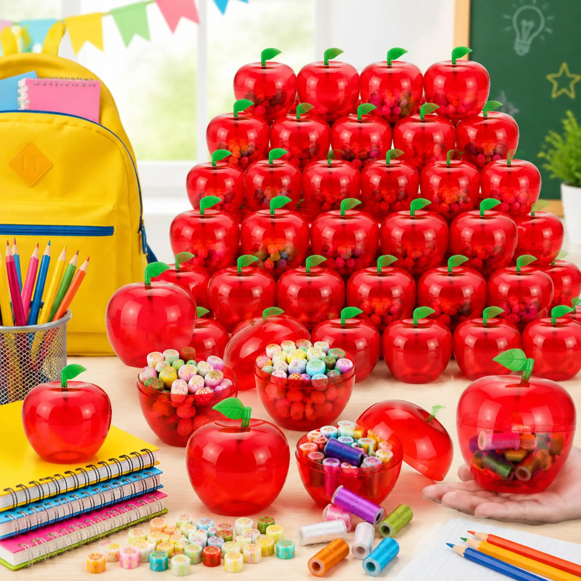 5/10 pièces Contenants en forme de pomme, décorations Blanche-Neige, pots à biscuits en plastique, conteneur pomme rouge, boîtes à bonbons, cadeaux pommes, articles de fête