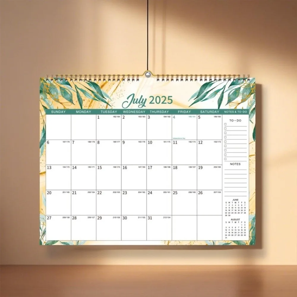 Creative Wall Calendar Spacious Thick Paper Coil Calendar with Waterproof Cover Monthly Layout 18-Month Calendar Home Use