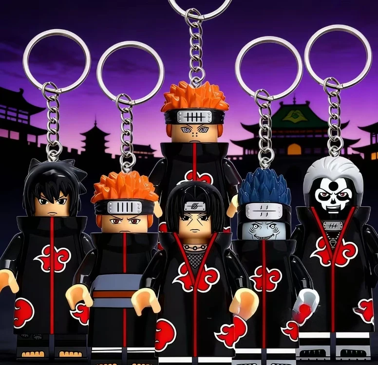 6style Schöner handgefertigter 3D-Cartoon-Naruto-Anime-Schlüsselanhänger, niedliche Mini-Bewegungsfiguren, Kopfmontage-Schlüsselanhänger, Geschenk