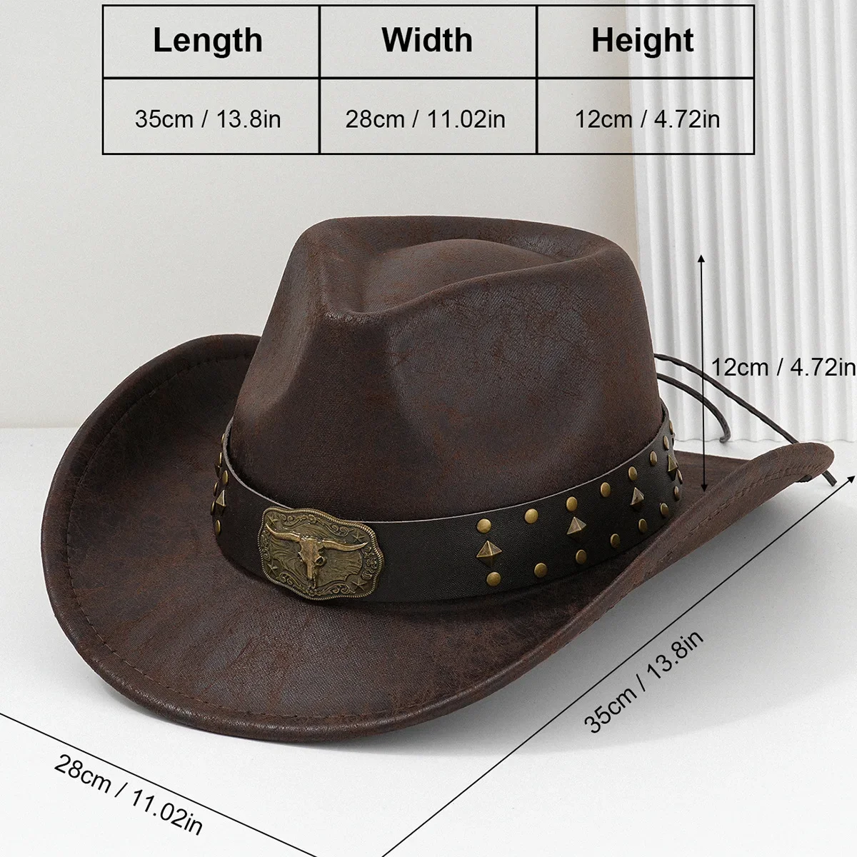 Western Cowboy Hat Belt Buckle Panama Hat for Men Women Faux Leather Vintage Gentleman Gorro Cowgirl Costume Jazz Hats