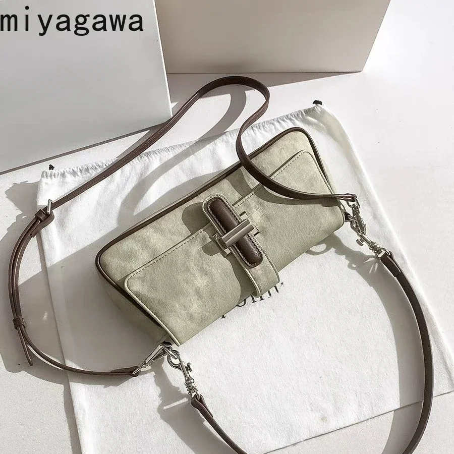 Miyagawa Denim Stick Bag for Women 2023 New High Quality Fashion Korean Style Crossbody Shoulder Underarm Bag