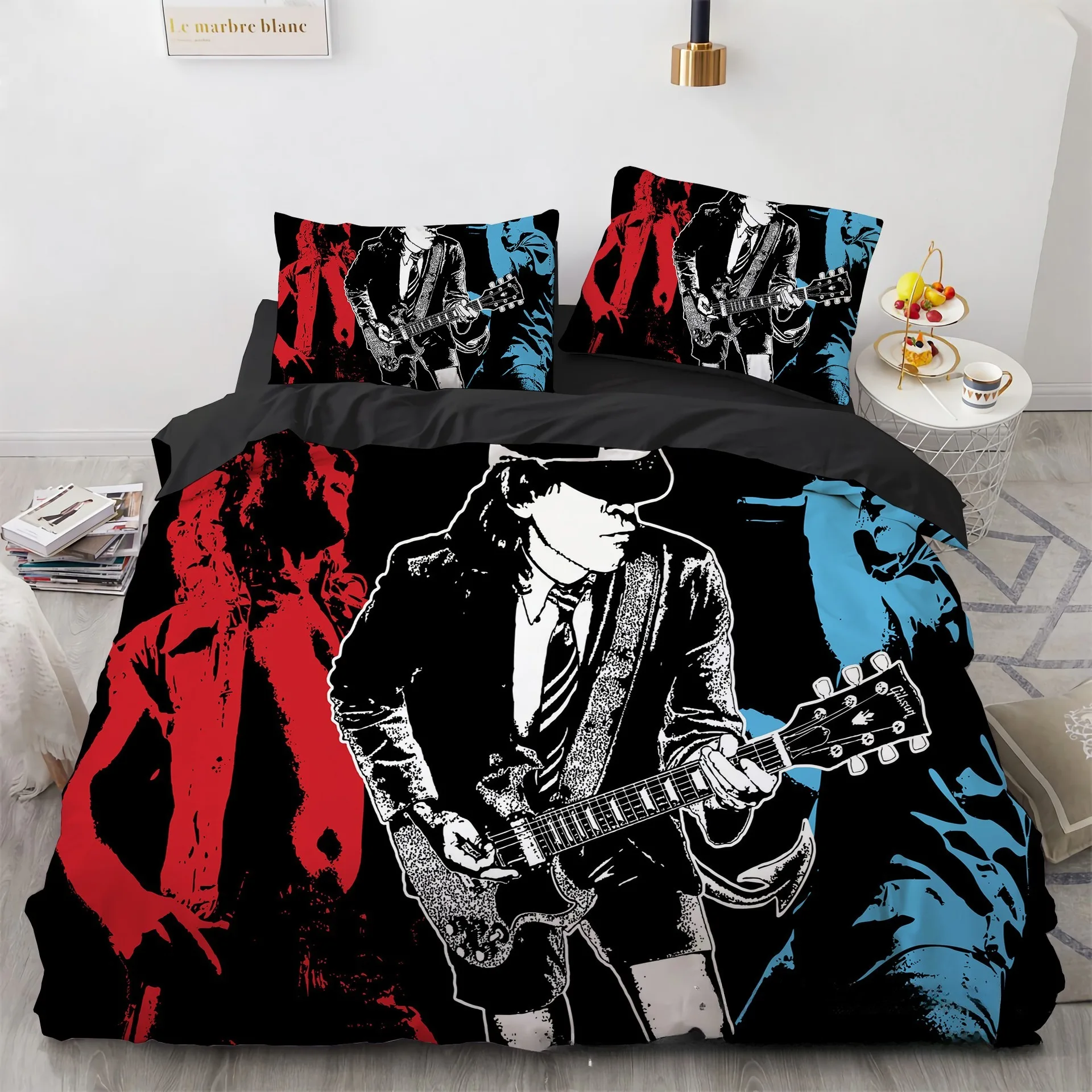 Ac Dc Music Bedding Set 3D Printing Children Duvet Cover Pillowcase Boys Girls Bedroom Double Queen King Quilt Bed Set ﻿