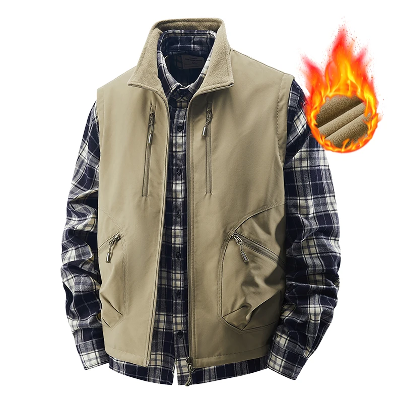 

Мужские жилеты Мужские жилеты-авиаторы Мужская куртка Двусторонний жилет больших размеров Повседневная майка с несколькими карманами Мужская одежда для улицы