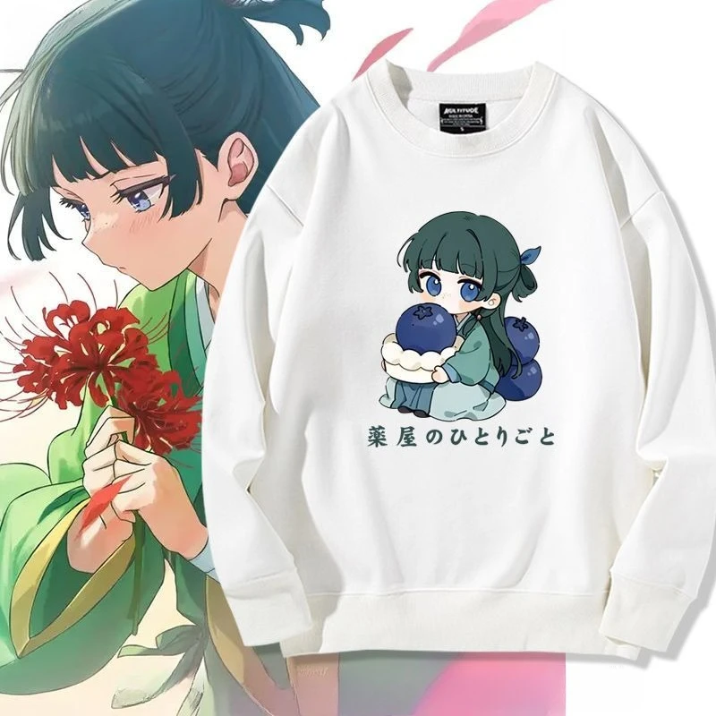 Sweat-shirt à capuche pour hommes et femmes, ample, col rond, Chic, unisexe, tendance, blanc, chaud et confortable, Anime Maomao