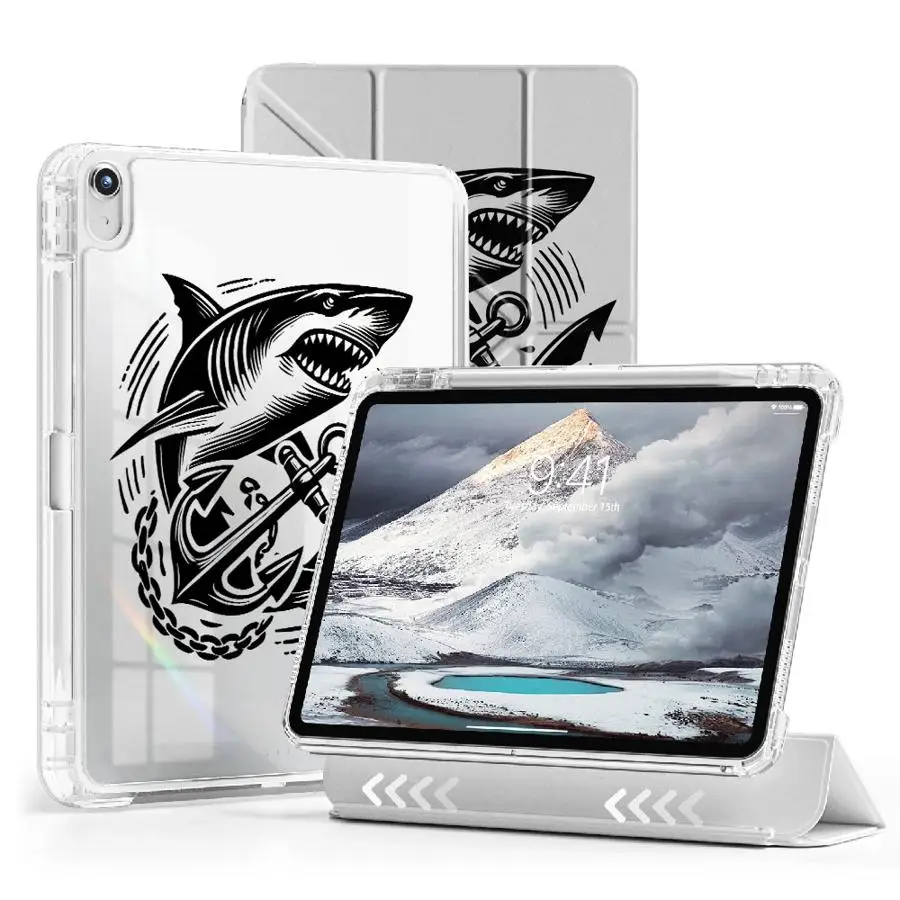 

Tablet Case For iPad Mini 6 7 11th 10th 9th 8th 7th 12.9inch Air 4 5 M3 M2 M4 11inch Pro 2025 Holder Cover Y-Fold Marine Animals