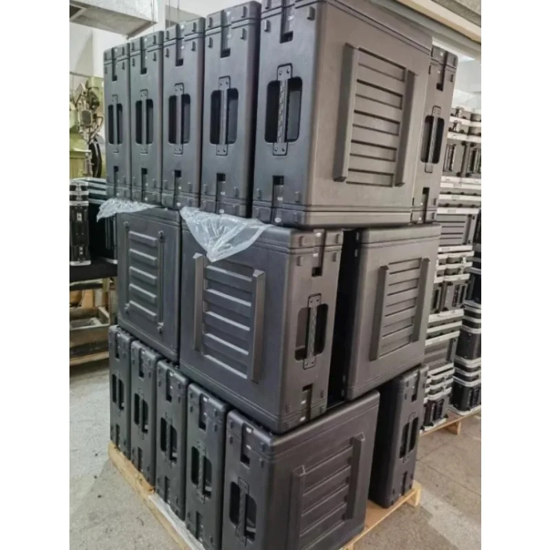 Manufacturer U2 4U 6U 8U Audio PE PP Plastic Road Rack Case with Heavy-Duty Tour Cable Trunk Flight Case