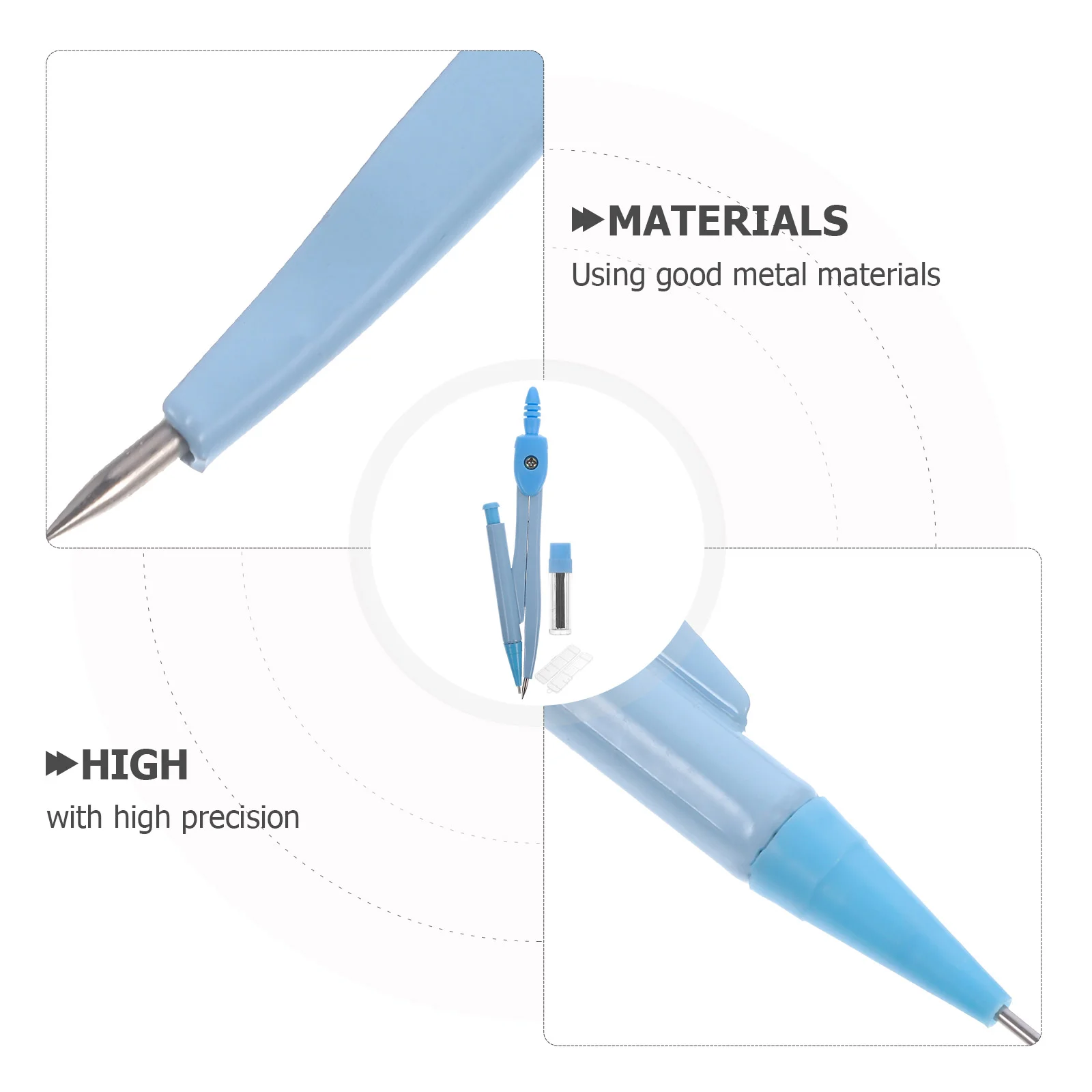 Conjunto de bússolas lápis infantis para crianças ferramentas de desenho círculos de desenho grandes de metal