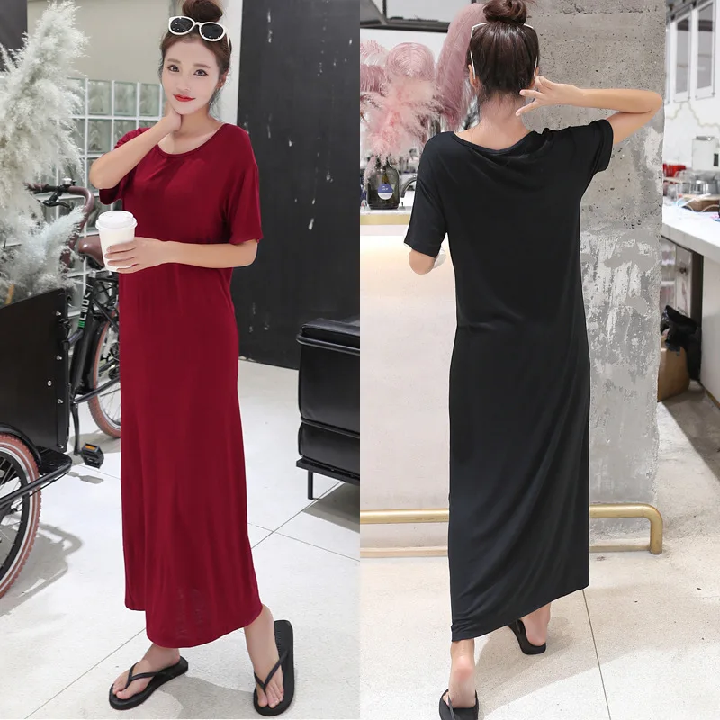 

Summer Plus size Sleepshirt Women nightgown soft modal Cotton nightdress Female Short sleeve O-neck home sleep dress NS5725