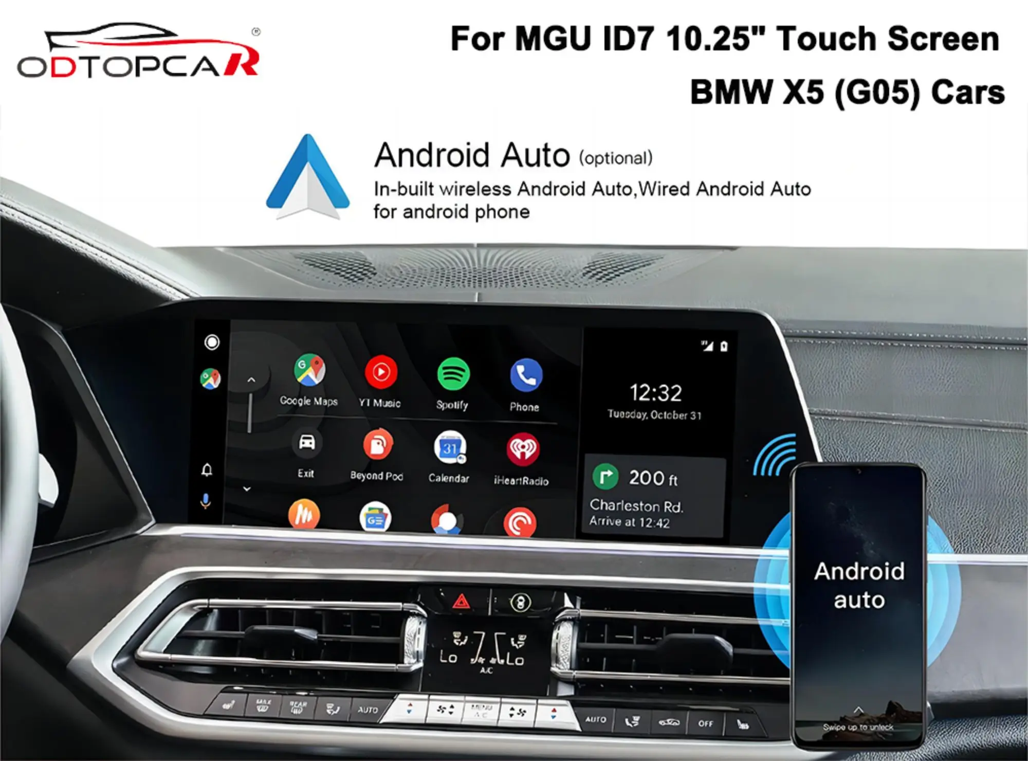 ODTOPCAR Беспроводной адаптер Android Auto для BMW X5 G05 MGU Android Система GPS-навигация 4G Bluetooth Беспроводной CarPlay IDrive 7.0