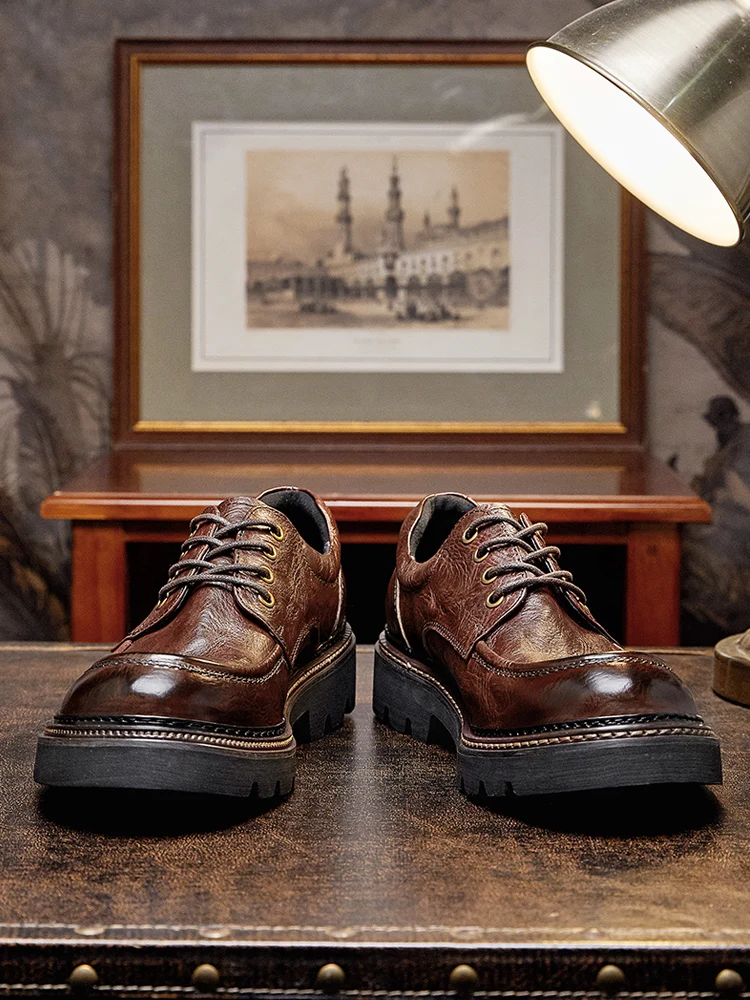 

Busin Casual Men's Leather oes Lightweight Thi Bot Low Cut Work Boots American Sle Retro Flats Leather Sneakers