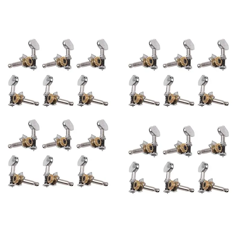 

HOES-12L12R 24 шт. 1:18 Механизмы для настройки гитарных струн, колки для настройки, ручки для настройки, ключи для настройки акустических или электрогитар, серебристые