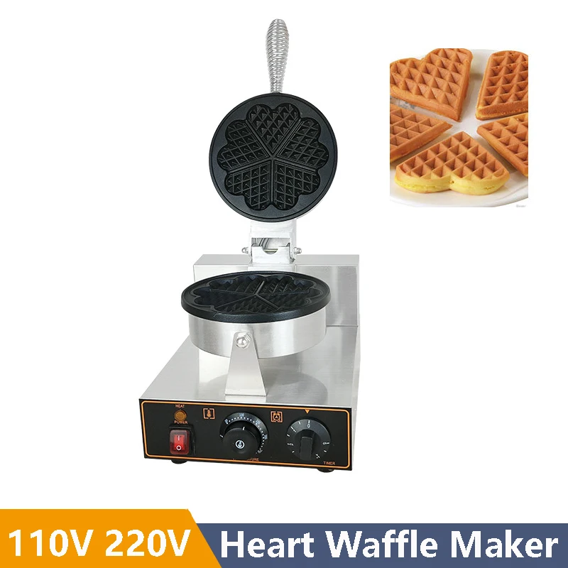 110V 220V Commercial Double 5pcs Heart Shape Waffle Maker Baker Machine Heart Waffle Machine Cake Iron Plate