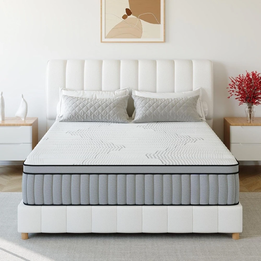 14 Inch Hybrid Mattress in a Box, Medium Firmness,Memory Foam and Individual Pocket Springs for Motion Isolation&Pressure Relief