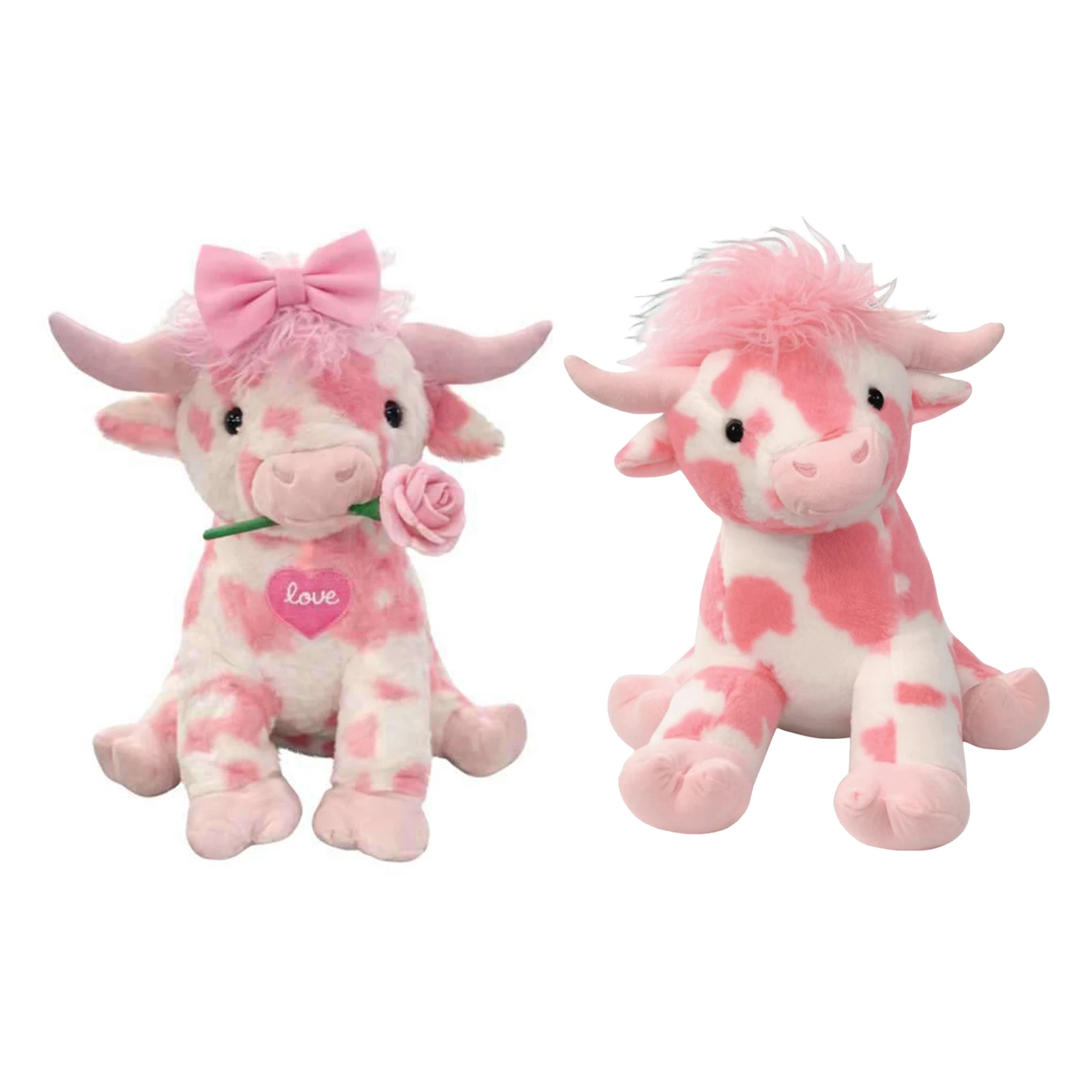 

Розовая плюшевая корова Хайленд, милая и пушистая игрушка, подарок для взрослых, детей, мальчиков и девочек